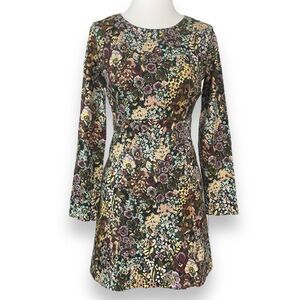 Zara Trafaluc Tapestry Long Sleeve Floral Twiggy Mini Dress Size S *Runs small**